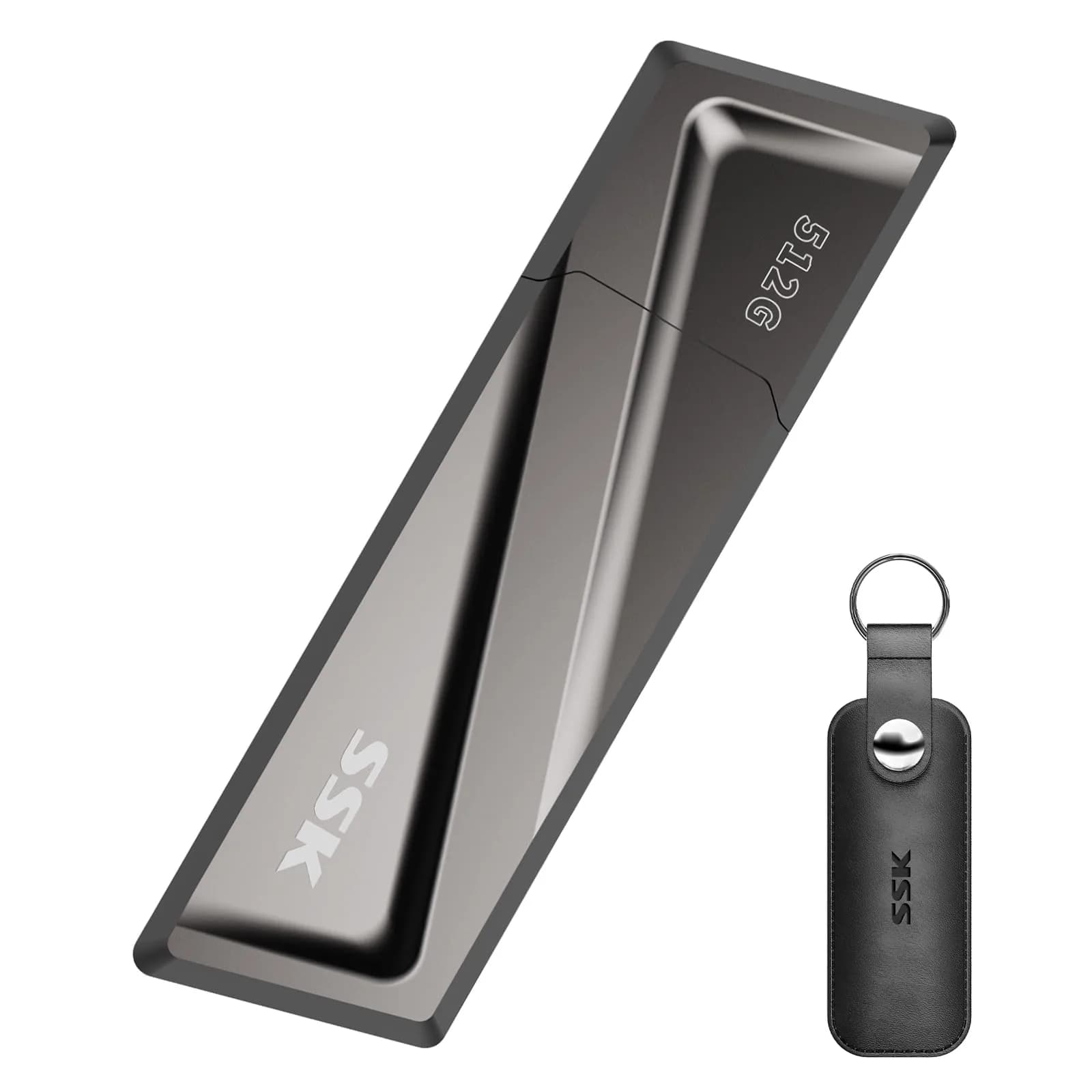 SSK 1TB USB 3.2 Gen2 Flash Drive 1024 GB (1 TB) | Ultra-High-Speed External Solid State Drive with USB-C Adapter — 512 GB