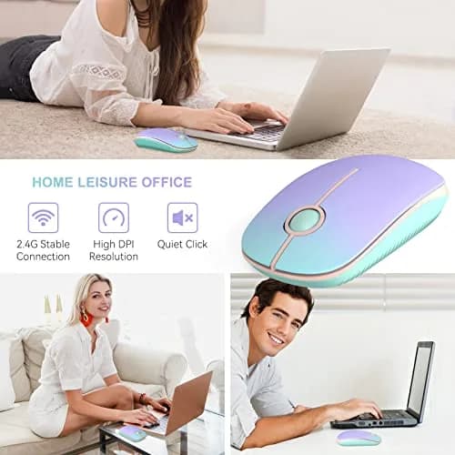 Unipows Wireless Mouse-2.4G Slim Portable Computer Mouse with Nano Receiver | 15.99 USD | 5M Clicks | Gradient Pink-Purple thumbnail 7