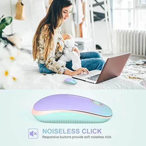 Unipows Wireless Mouse-2.4G Slim Portable Computer Mouse with Nano Receiver | 15.99 USD | 5M Clicks | Gradient Pink-Purple thumbnail 4