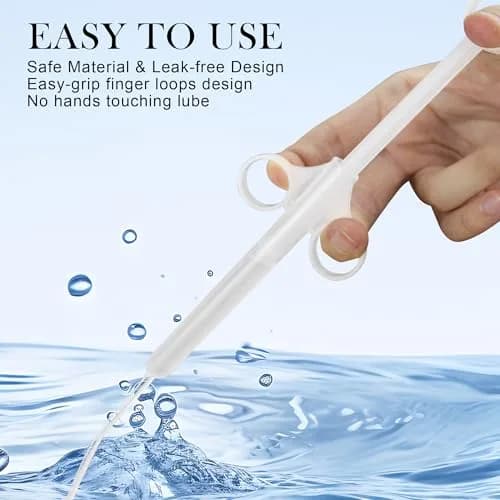 NEWJINDA Lube Applicator Syringe with Storage Bag, 2-Pack, 10ml Precise Scales, 6.5" Clear Red | Reusable Lubricant Tube Applicator thumbnail 5