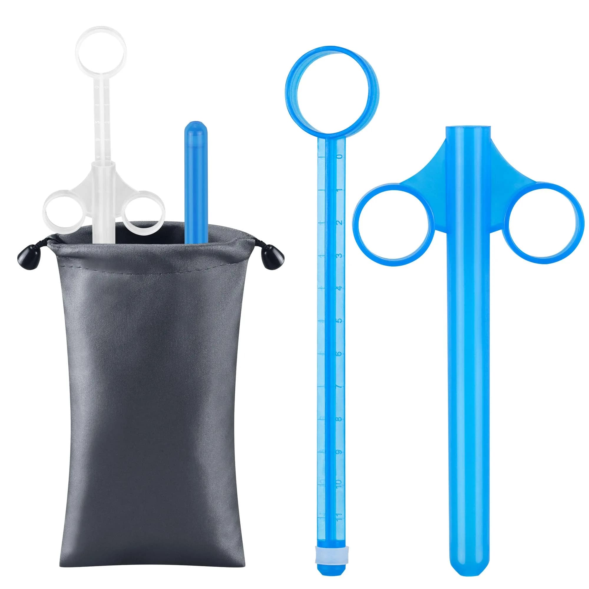 NEWJINDA Clear 2-Pack Lube Applicator Syringe with 10ml Precise Scales & Storage Bag | Reusable Anal Lube Shooter for Women, Men & Couples