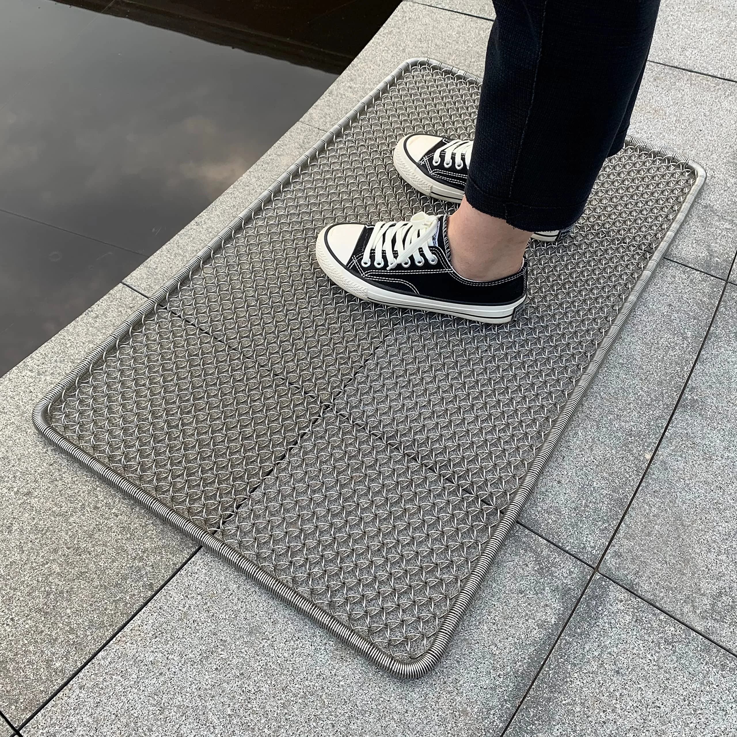 DAOMAER Metal Outdoor Entrance Door Mat, Waterproof, Odorless, Easy to Clean, All-Weather Heavy Duty Scraper Door Mat 47cm x 79cm (18.5"x31") | Stainless Steel Wire Mesh - main product image