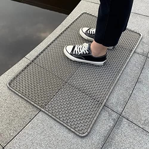 DAOMAER Metal Outdoor Entrance Door Mat, Waterproof, Odorless, Easy to Clean, All-Weather Heavy Duty Scraper Door Mat 47cm x 79cm (18.5"x31") | Stainless Steel Wire Mesh thumbnail 1