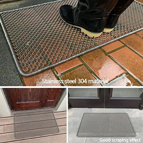 DAOMAER Metal Outdoor Entrance Door Mat, Waterproof, Odorless, Easy to Clean, All-Weather Heavy Duty Scraper Door Mat 47cm x 79cm (18.5"x31") | Stainless Steel Wire Mesh thumbnail 4