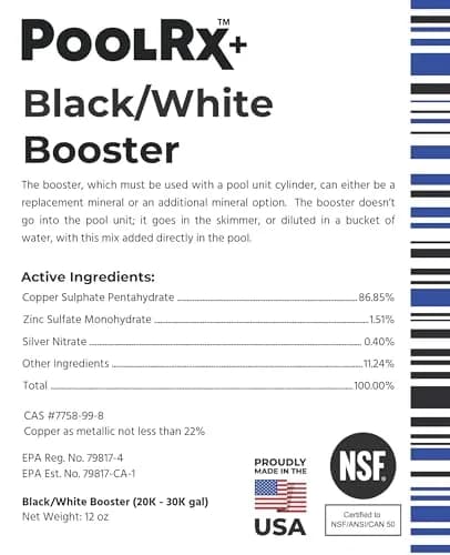 poolrx 4-Pack PoolRx+ Booster Black Swimming Pool Algaecide | Effective 6 Months, NSF Certified thumbnail 9