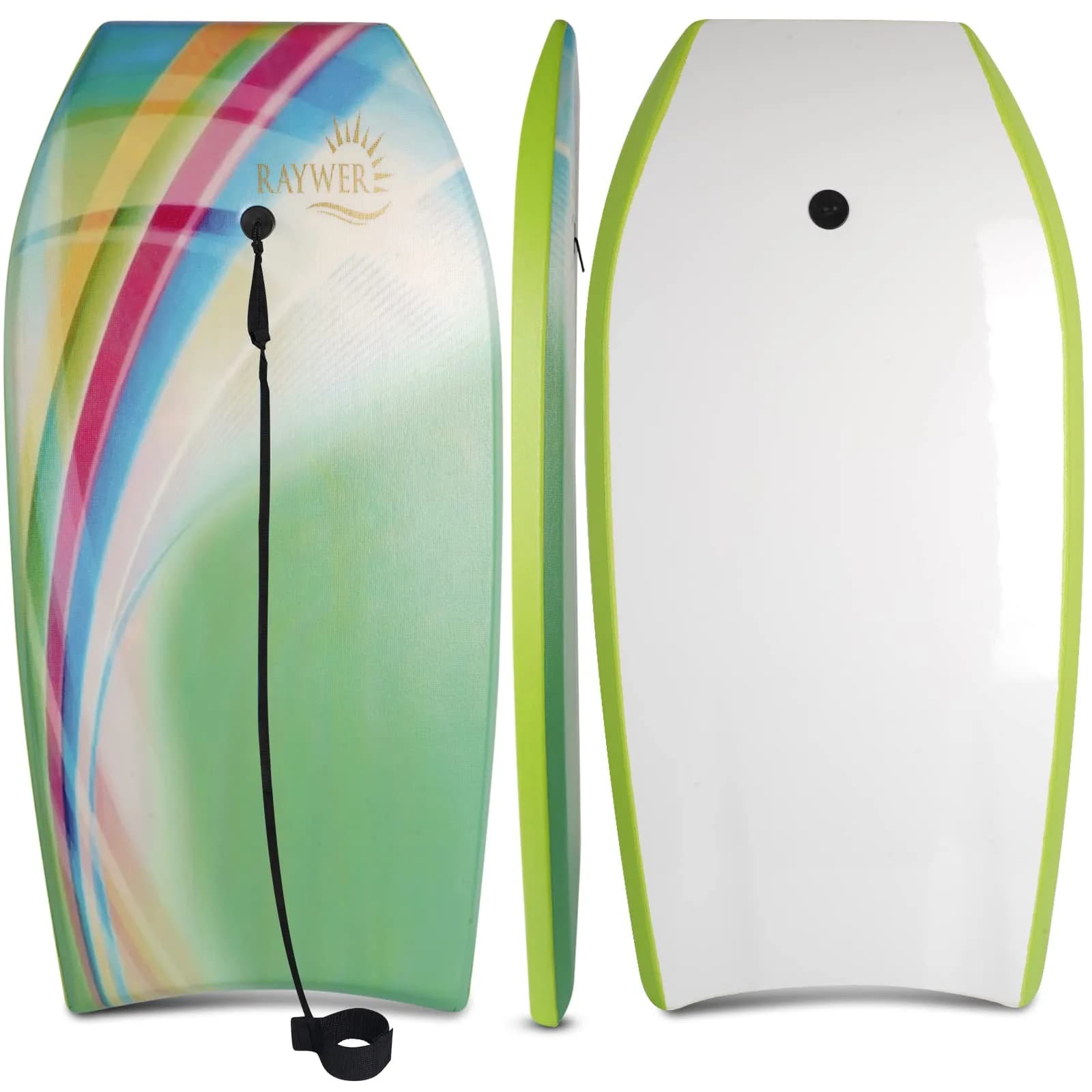 RAYWER Body Board Lightweight with EPS Core 33-INCH | Impact-Resistant Surfing Fun for Kids & Adults — Green / 41-INCH