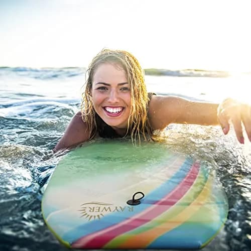 RAYWER Body Board Lightweight with EPS Core, HDPE Slick Bottom, Leash & Adjustable Wrist Rope, 41-INCH | Impact-Resistant Surfing for Kids & Adults thumbnail 3