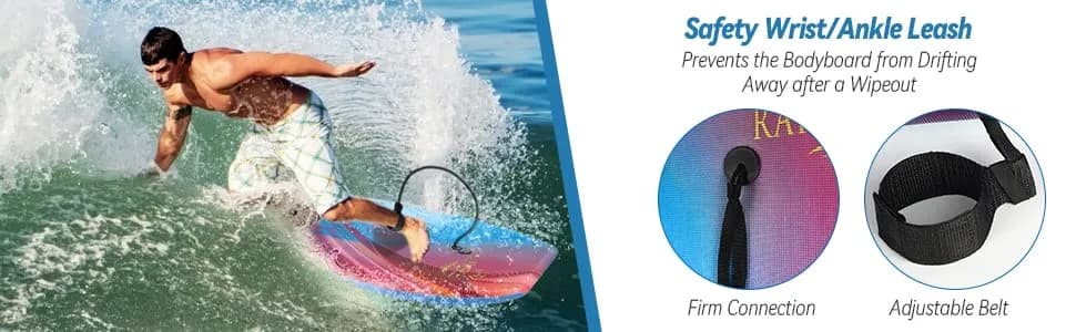 RAYWER Body Board Lightweight with EPS Core 41-INCH | Impact-Resistant, HDPE Slick Bottom, Kids & Adults thumbnail 9