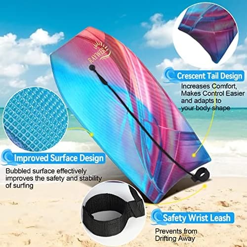 RAYWER Body Board Lightweight with EPS Core 33-INCH | Impact-Resistant Surfing Fun for Kids & Adults thumbnail 4