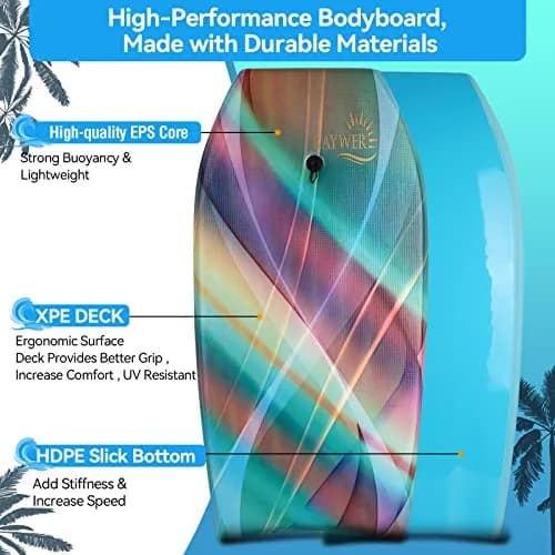RAYWER Body Board Lightweight with EPS Core 33-INCH | Impact-Resistant, HDPE Slick Bottom, for Kids & Adults thumbnail 2
