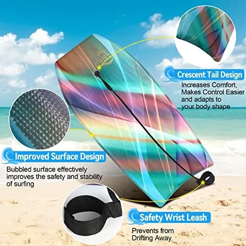 RAYWER Body Board Lightweight with EPS Core 33-INCH | Impact-Resistant, HDPE Slick Bottom, for Kids & Adults thumbnail 3