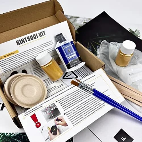 1DFAUL Kintsugi Repair Kit Gold, Japanese Kintsugi Kit for Ceramic Repair 25ml (0.84 Fl Oz) | Restore Meaningful Pottery thumbnail 6