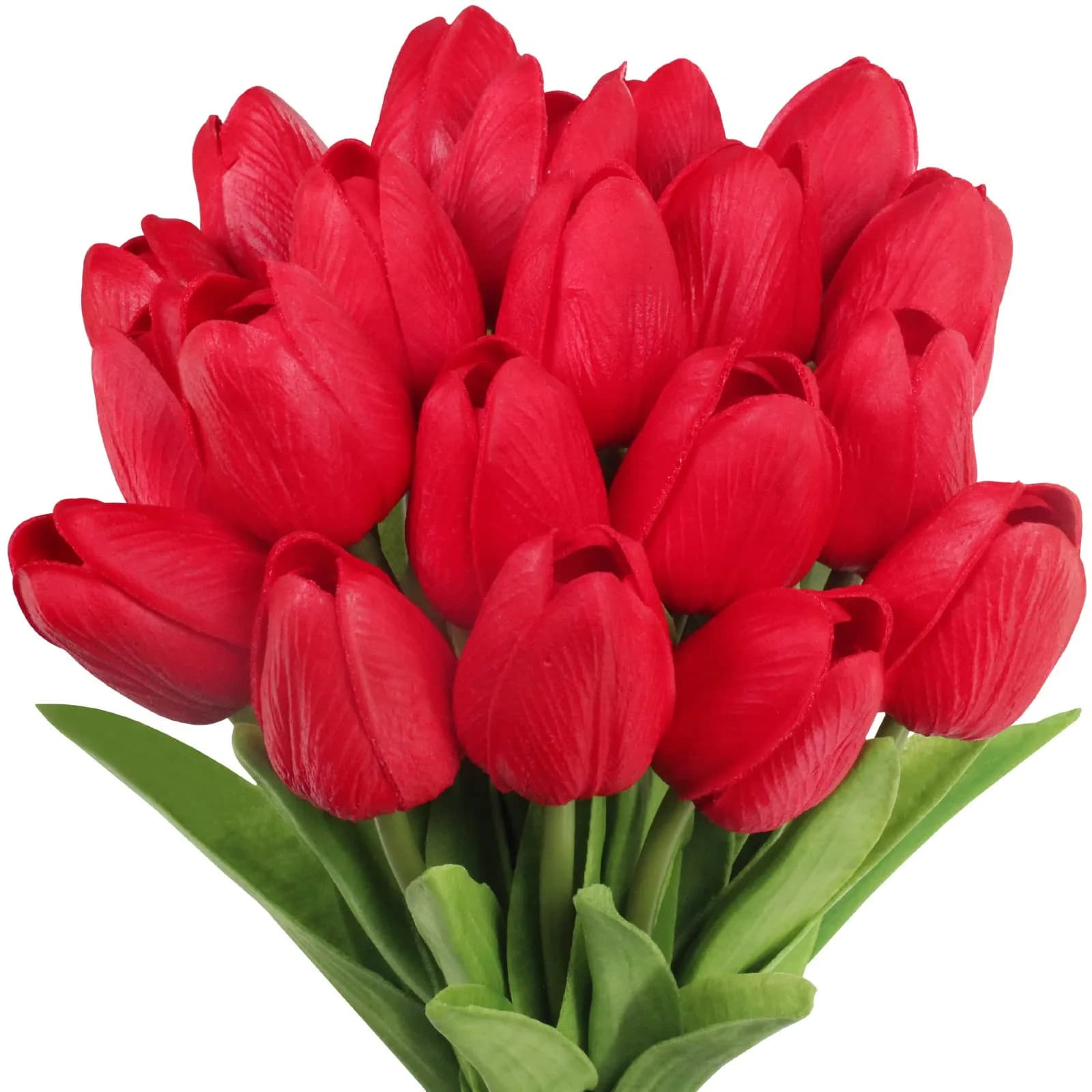 Winlyn Red 20 Pcs Artificial Tulip Flowers 34.8 cm (13.7") | Real Touch PU Blooms for Spring Decor - main product image
