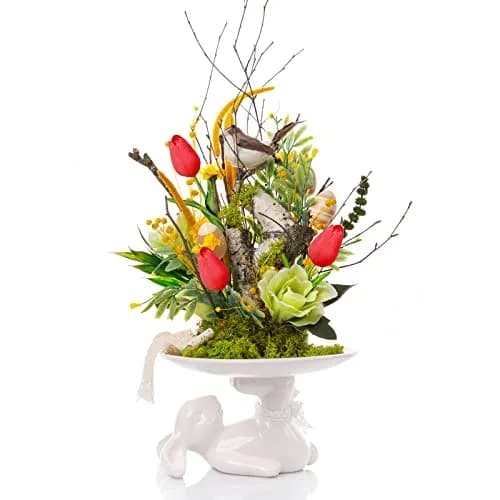 Winlyn Red 20 Pcs Artificial Tulip Flowers 34.8 cm (13.7") | Real Touch PU Blooms for Spring Decor thumbnail 7