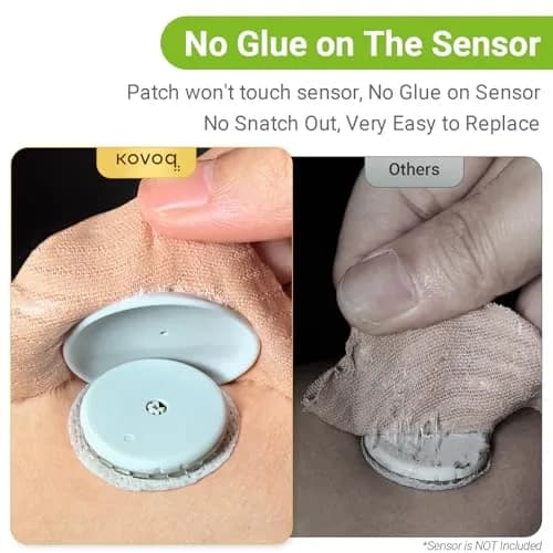 KOVOQ Freestyle Libre 2 & Plus Sensor Covers with Hardshell - 40 Patches + 2 Covers (Tan) | Waterproof & Hypoallergenic thumbnail 3