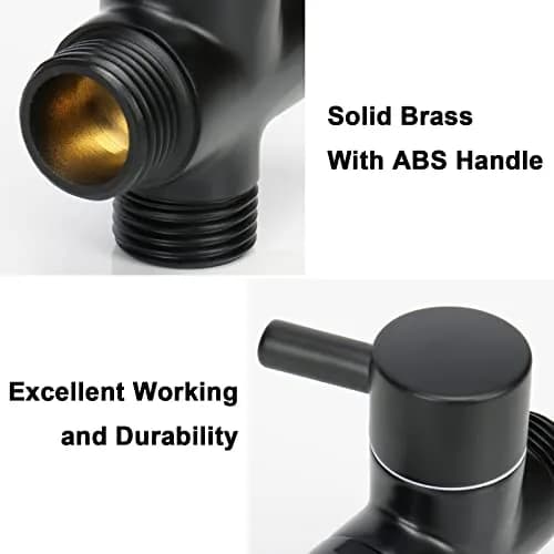 NearMoon Solid Brass G1/2" Shower Arm All Metal Universal 3-Way Diverter Valve for Handheld and Fixed Head, Replacement Component Adapter (Matte Black) | Durable Brass thumbnail 4