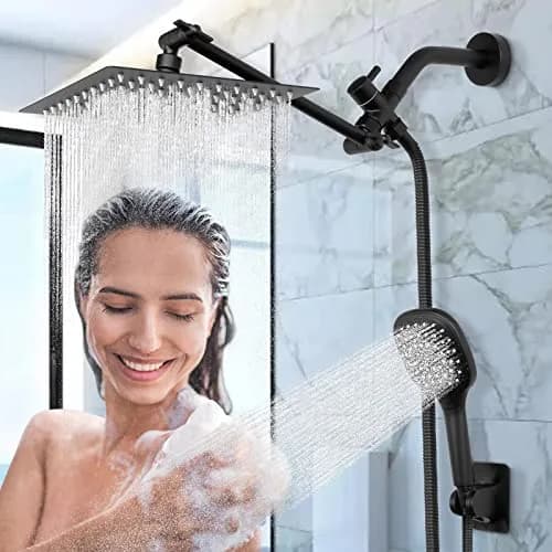 NearMoon Solid Brass G1/2" Shower Arm All Metal Universal 3-Way Diverter Valve for Handheld and Fixed Head, Replacement Component Adapter (Matte Black) | Durable Brass thumbnail 6
