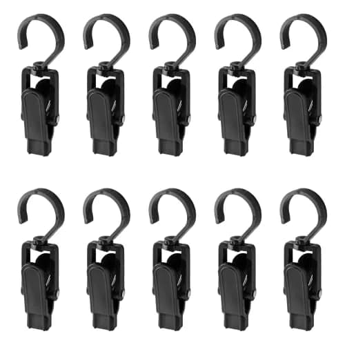 Jiozermi 10 PCS Laundry Hooks Clip | Plastic Clothes Pins, Black, 4.13" (105mm) | 360° Rotating & Super Strong Grip thumbnail 1