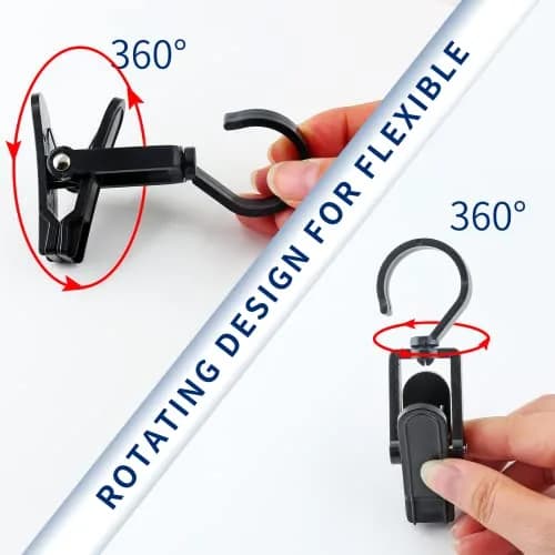 Jiozermi 10 PCS Laundry Hooks Clip | Plastic Clothes Pins, Black, 4.13" (105mm) | 360° Rotating & Super Strong Grip thumbnail 4