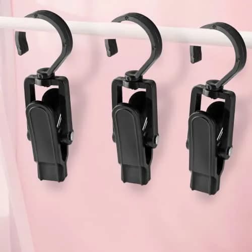 Jiozermi 10 PCS Laundry Hooks Clip | Plastic Clothes Pins, Black, 4.13" (105mm) | 360° Rotating & Super Strong Grip thumbnail 2