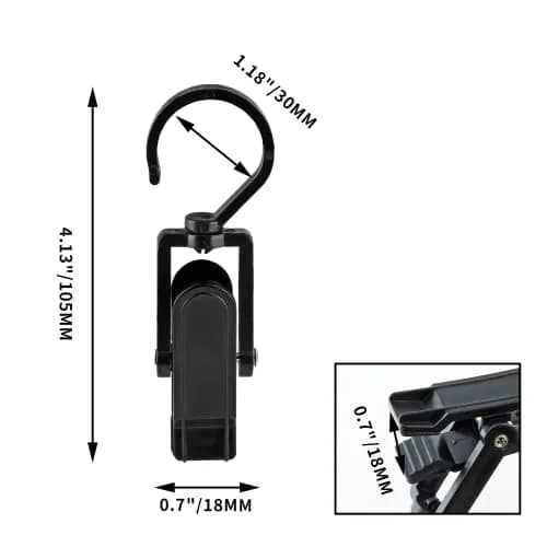 Jiozermi 10 PCS Laundry Hooks Clip | Plastic Clothes Pins, Black, 4.13" (105mm) | 360° Rotating & Super Strong Grip thumbnail 3