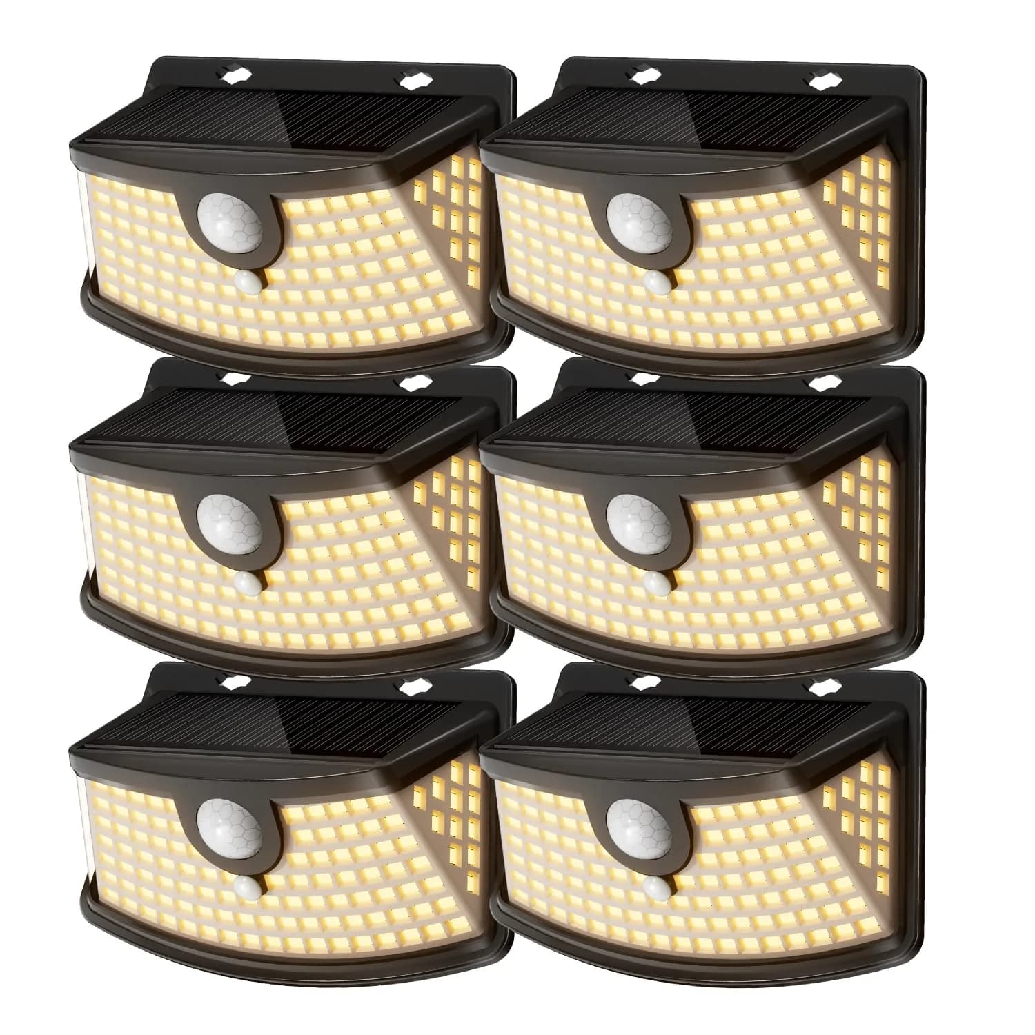 Aootek Solar Motion Sensor Lights Outdoor 120 LEDs | Waterproof, 6 Pack, Black - main product image