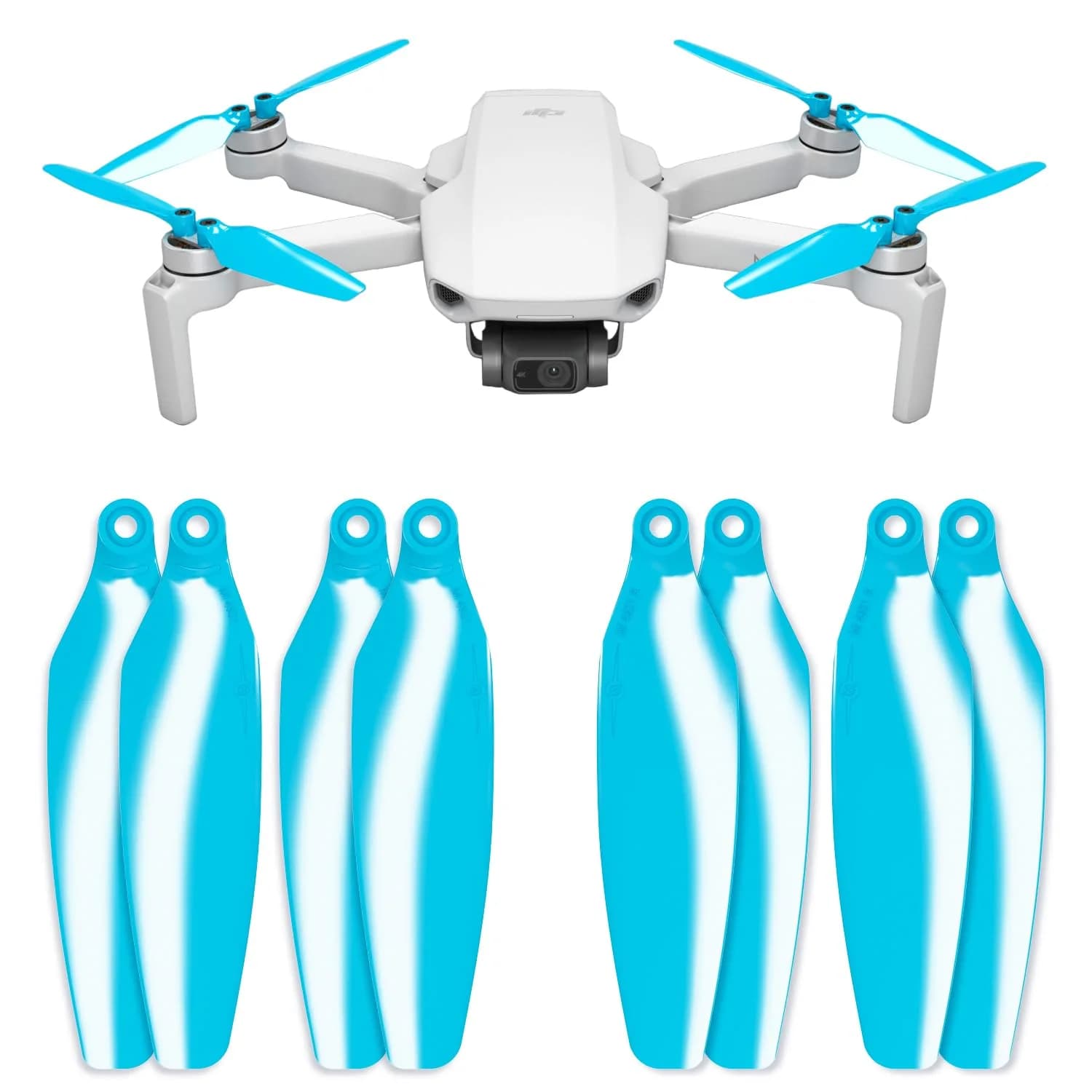 Master Airscrew Stealth Propellers for DJI Mini 2/SE/4K - Black, 4 Propellers (8 Blades) | Low-Noise Operation & Longer Flight Time — Blue
