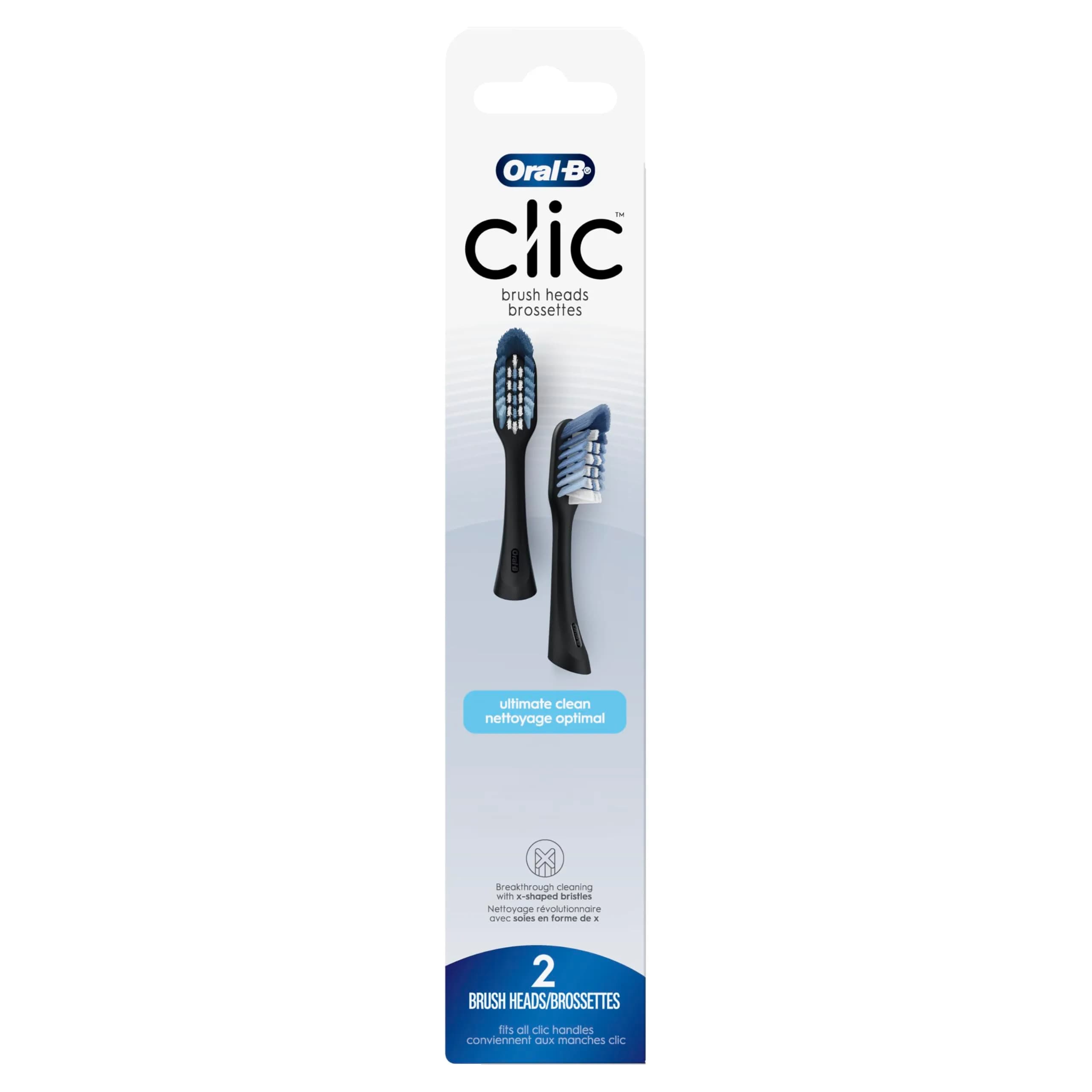Oral-B Clic Black Toothbrush Replacement Heads, 2 Count (Pack of 2) | Dermatologist Tested - main product image