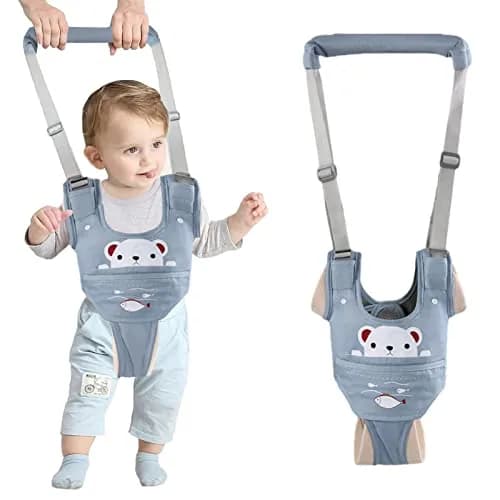 Ocanoiy Baby Walking Harness Handheld Baby Walker Assistant Belt Blue | Adjustable Cotton Mesh for 9-24 Month Toddlers thumbnail 1