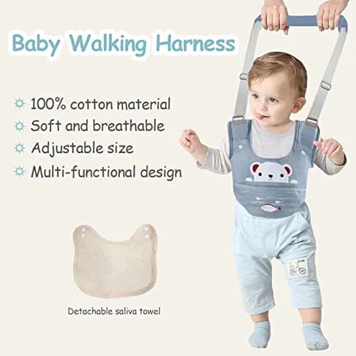 Ocanoiy Baby Walking Harness Handheld Baby Walker Assistant Belt Blue | Adjustable Cotton Mesh for 9-24 Month Toddlers thumbnail 7