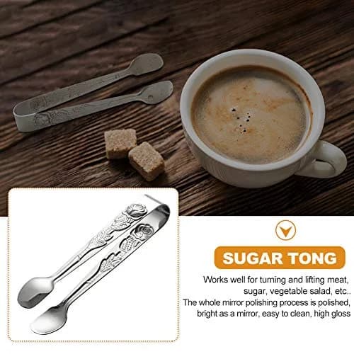 Saycker Mini Serving Tongs 10.5cm Rose Pattern Stainless Steel for Sugar & Appetizers thumbnail 4