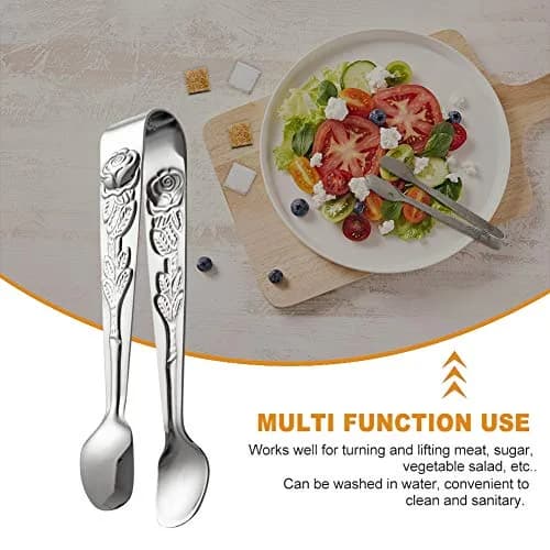 Saycker Mini Serving Tongs 10.5cm Rose Pattern Stainless Steel for Sugar & Appetizers thumbnail 3