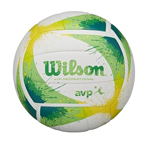 WILSON AVP Splatter Paint Outdoor Recreation Volleyball - Official Size, Green/White | 18-Panel Construction for Optimal Shape thumbnail 1