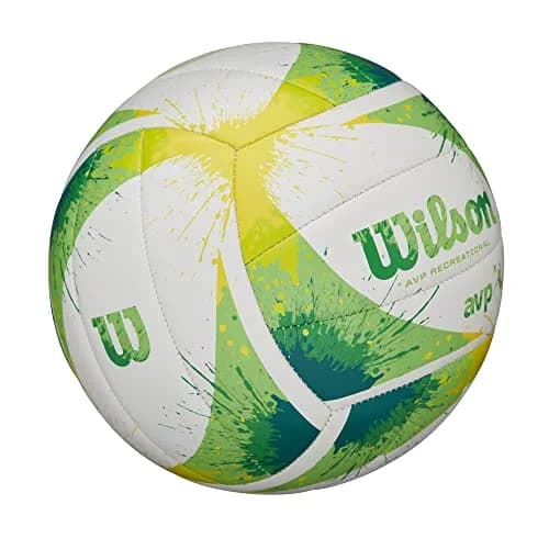 WILSON AVP Splatter Paint Outdoor Recreation Volleyball - Official Size, Green/White | 18-Panel Construction for Optimal Shape thumbnail 2