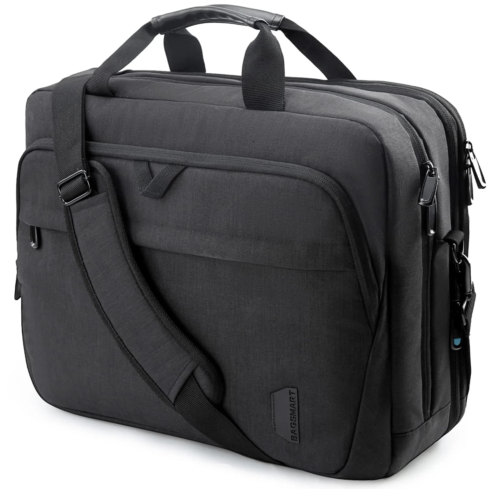 BAGSMART 17.3 Inch Expandable Laptop Bag Briefcase | Water-Resistant Business Travel Work Bag — Black-18.4 Inch