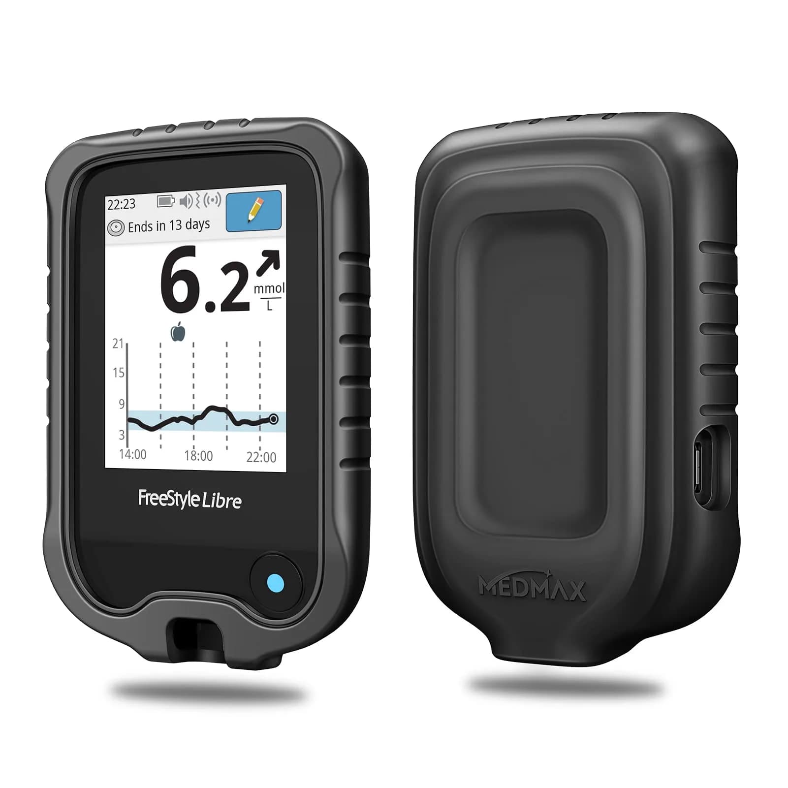 MEDMAX Silicone Case for Freestyle Libre 3 2 Reader | Black Protective Cover with Anti-Slip Grip — Black