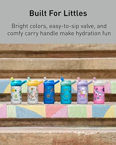 CamelBak Eddy+ Kids Stainless Steel Water Bottle 12oz (355ml) | Biking Dogs Pattern thumbnail 5