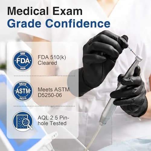 Schneider Black Vinyl Exam Gloves X-Large | Medical Grade Disposable for Food Prep & Cleaning thumbnail 2