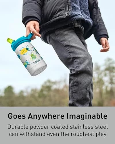 CamelBak Eddy+ Kids Stainless Steel Water Bottle 12oz (350ml) | Bite Valve Straw System, Insulated, Spill-Resistant thumbnail 2