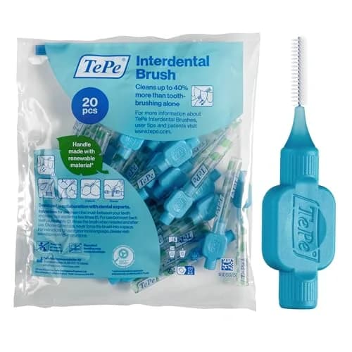 TePe Original Interdental Brushes Size 5-0.8mm | 20 Count (Blue) | Dermatologist Tested Hypoallergenic Toothbrush thumbnail 1