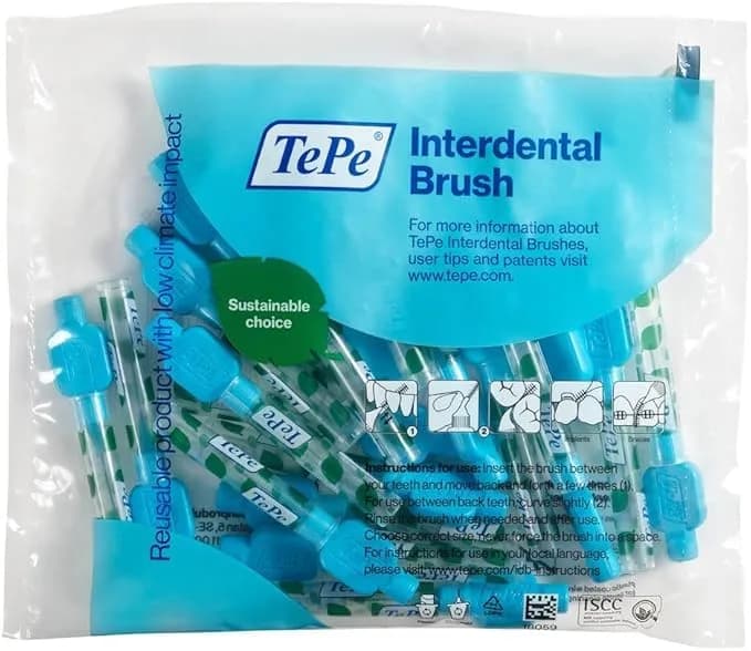 TePe Original Interdental Brushes Size 5-0.8mm | 20 Count (Blue) | Dermatologist Tested Hypoallergenic Toothbrush thumbnail 10