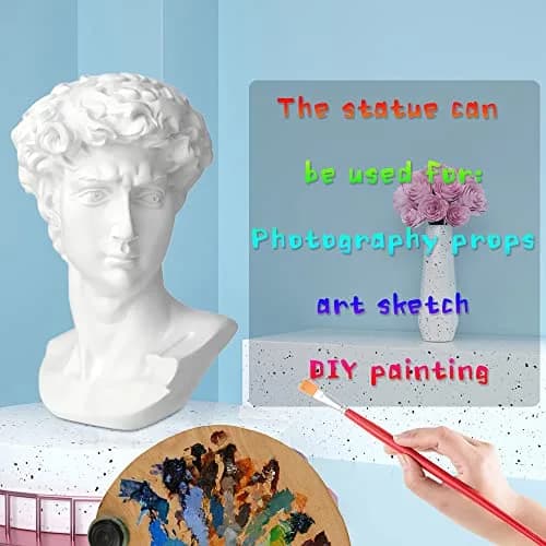 Norrclp 11in Greek Statue of David Bust, Classic Roman Head Sculpture | Resin Art Decoration thumbnail 7