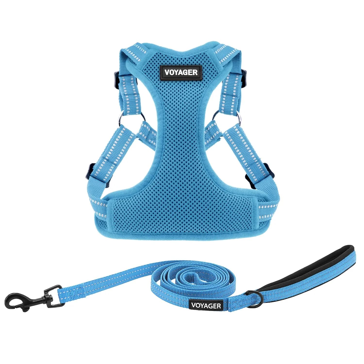 Best Pet Supplies Voyager Step-In Mesh Dog Harness & Leash Set, XL (Baby Blue) | No-Pull, Breathable, Reflective