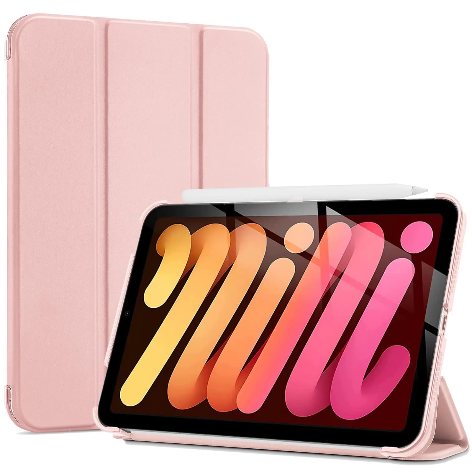 ProCase Smart Case for iPad mini 7 A17 Pro 2024/Mini 6 2021 8.3" - Navy | Slim, Protective & Supports Apple Pencil — Pink / iPad Mini 7th A17 Pro/6th without Pencil Holder