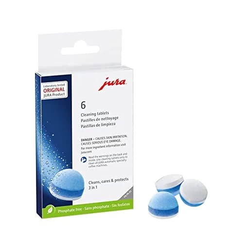 Jura 3-Phase Espresso Cleaning Tablets 6 Count | TÜV-Certified Hygiene & Mineral Deposit Protection thumbnail 1