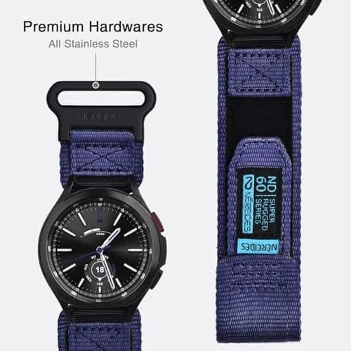 Nereides Purple Nylon Watch Band for Samsung Galaxy Watch 7/6/5/4 40mm 44mm, 20mm Adjustable Sports Strap thumbnail 5