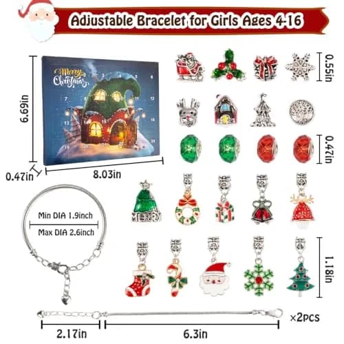 OuMuaMua Christmas Countdown Advent Calendar Bracelets 2026 | DIY Jewelry Kit for Girls & Kids thumbnail 5