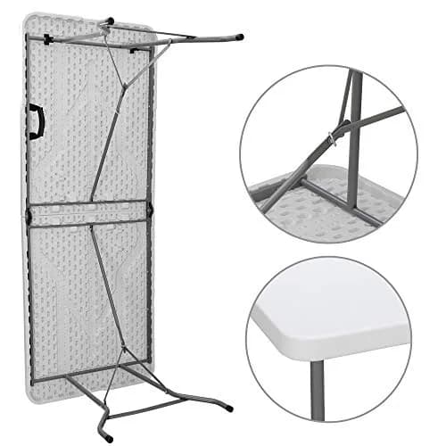 Saicool 6FT Folding Event Table | Heavy Duty Indoor Outdoor Picnic Table, White thumbnail 5