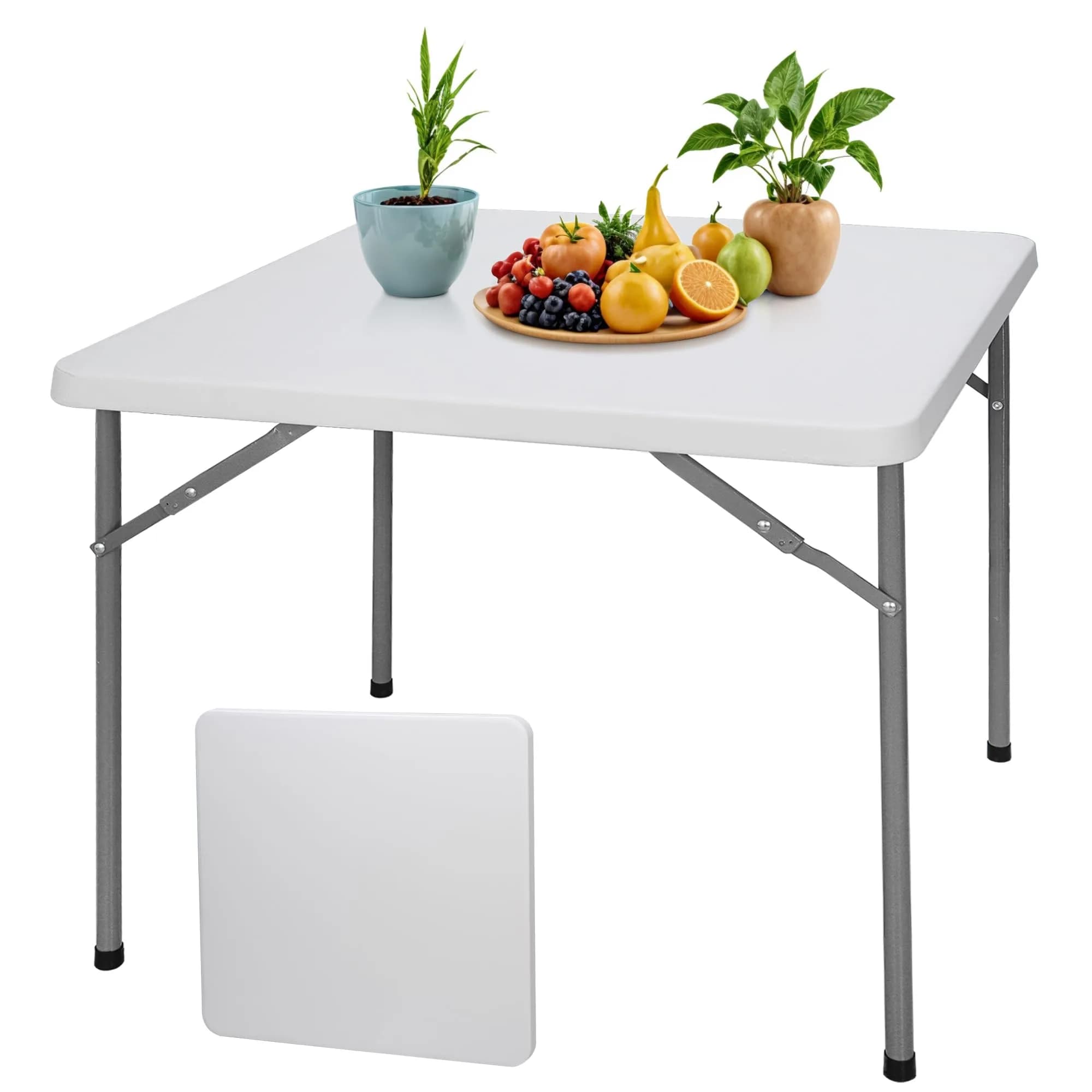 Saicool 6FT Folding Event Table | Heavy Duty Indoor Outdoor Picnic Table, White — White / 3FT