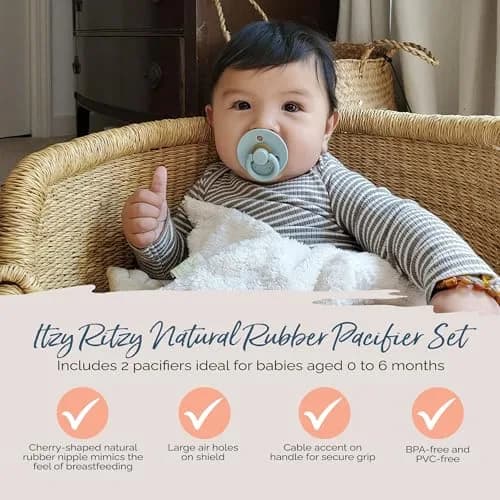 Itzy Ritzy Natural Rubber Pacifiers for 0-6 Mos | BPA-Free, Chic & Soothing thumbnail 4